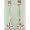 (RETIRED) DANISH Silver Stud Earrings Drop Flower Pink Enamel (RETIRED) DANISH Silver Stud Earrings Drop Flower Pink Enamel
