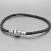 (RETIRED) Silver and Grey Single Waved Leather Bracelet