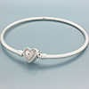 (LIMITED EDITION) DANISH Silver Bangle with CZ Heart Clasp