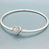 (LIMITED EDITION) DANISH Silver Bangle with CZ Heart Clasp (LIMITED EDITION) DANISH Silver Bangle with CZ Heart Clasp