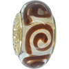 (RETIRED) Murano Glass Bead with 14ct Gold with Brown Swirls
