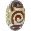 (RETIRED) Murano Glass Bead with 14ct Gold with Brown Swirls (RETIRED) Murano Glass Bead with 14ct Gold with Brown Swirls