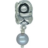 (RETIRED) DANISH Silver Gem Bead with Hanging Grey Pearl