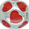 (RETIRED) DANISH Silver Bead Hearts with Red Enamel