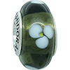 (RETIRED) Murano Glass Bead Grey and White Flowers (RETIRED) Murano Glass Bead Grey and White Flowers