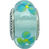 (RETIRED) DANISH Murano Glass Bead Aqua and Green Flowers (RETIRED) DANISH Murano Glass Bead Aqua and Green Flowers