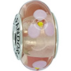 (RETIRED) Murano Glass Bead Light Pink and Pink Flowers