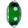 (RETIRED) Murano Glass Bead Green with White Balls