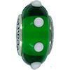 (RETIRED) Murano Glass Bead Green with White Balls (RETIRED) Murano Glass Bead Green with White Balls