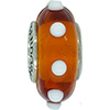 (RETIRED) Murano Glass Bead Amber with White Balls (RETIRED) Murano Glass Bead Amber with White Balls