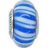 (RETIRED) Murano Glass Bead Candy Stripes Blue