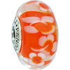 (RETIRED) Murano Oversize Glass Bead Orange Flowers (RETIRED) Murano Oversize Glass Bead Orange Flowers
