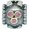 (RETIRED) DANISH Silver and Gold Bead MUM with Salmon CZ (RETIRED) DANISH Silver and Gold Bead MUM with Salmon CZ